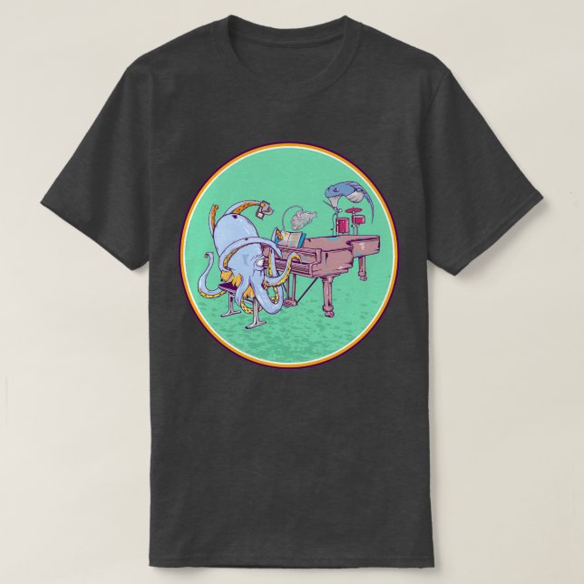 Octopus Playing piano  T-Shirt (Design Front)