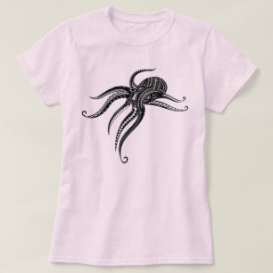 OCTOPUS POLYNESIAN TRIBAL Blk T-Shirt