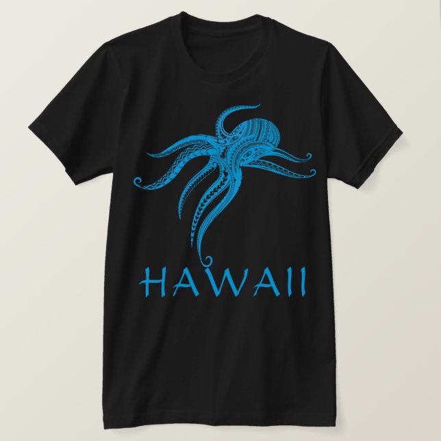 OCTOPUS POLYNESIAN TRIBAL HAWAII LtBlue T-Shirt (Design Front)