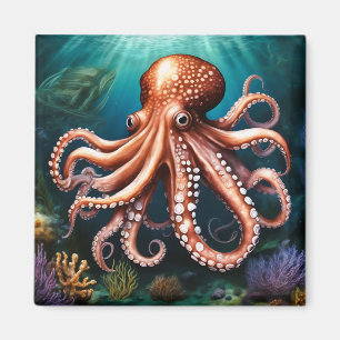 Octopus Portrait Ocean Magnet