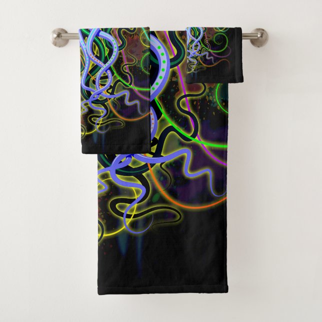 Octopus Psychedelic Luminescence Bath Towel Set (Insitu)