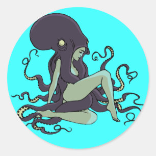 Octopus Queen Classic Round Sticker