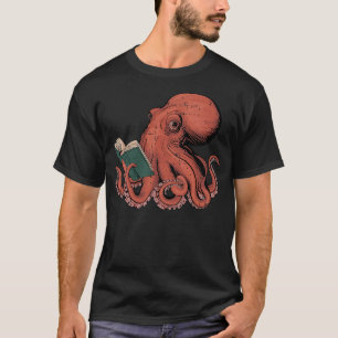 Octopus Reading Book Lover Bookworm Nerd Reader Bi T-Shirt