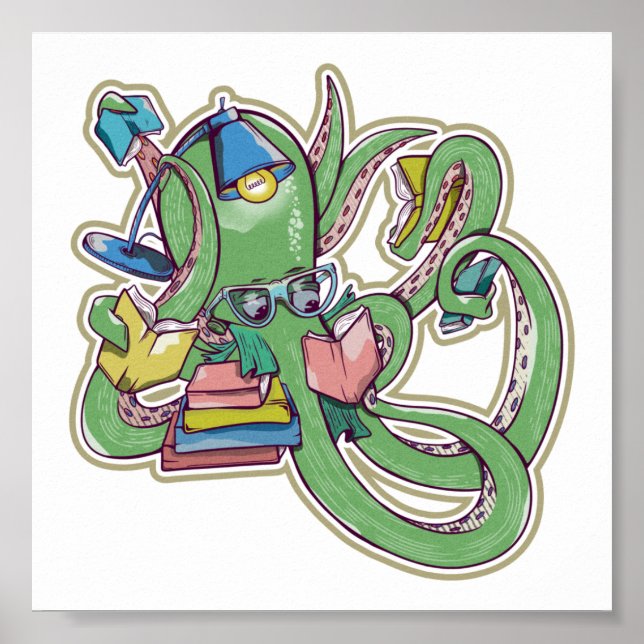 Octopus Reading books Poster (Front)