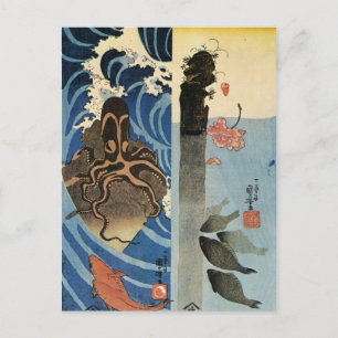 Octopus, Red Fish by Utagawa Kuniyoshi Postcard