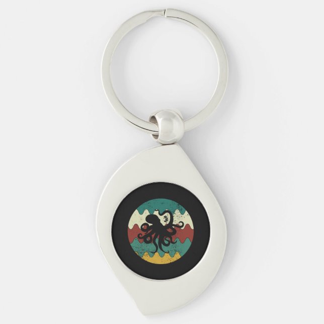 Octopus Retro Key Ring (Front)