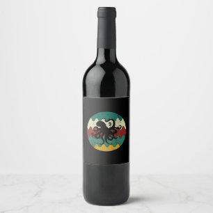 Octopus Retro  Wine Label