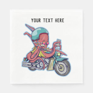Octopus riding a motorcycle napkin