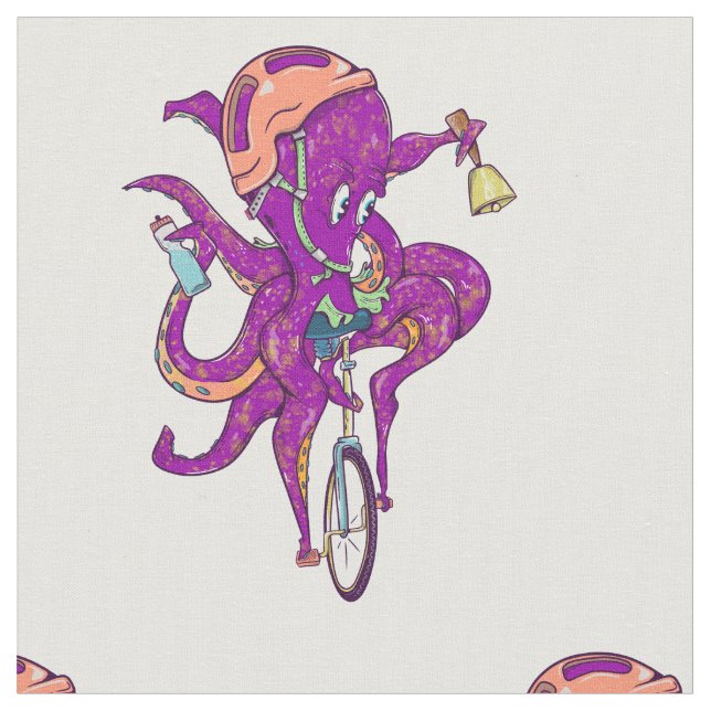 Octopus riding a unicycle fabric (Close Up)