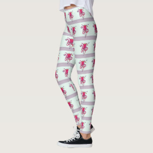 Octopus riding road bike leggings