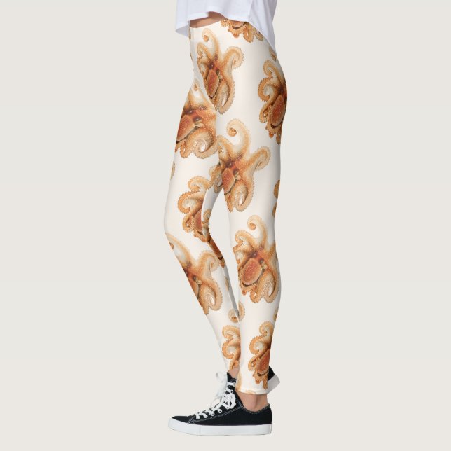 Octopus Salutii, Vintage Marine Aquatic Animals Leggings (Left)