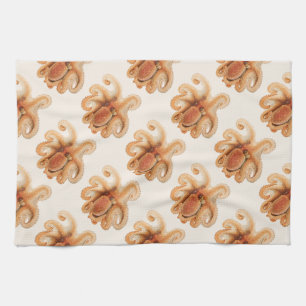 Octopus Salutii, Vintage Marine Aquatic Animals Tea Towel