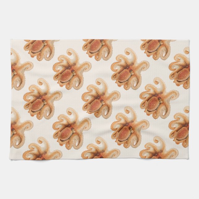Octopus Salutii, Vintage Marine Aquatic Animals Tea Towel (Horizontal)