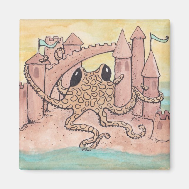 Octopus & Sandcastle Magnet (Front)