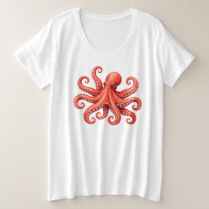Octopus Sea Life Ocean Animal Design Plus Size T-Shirt