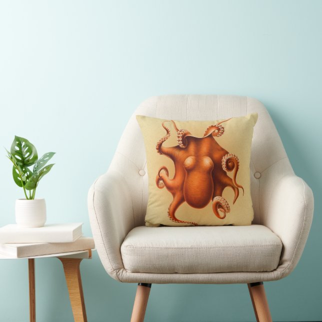 Octopus Sea Monster Creature Cephalapod Vintage Cushion (Chair)