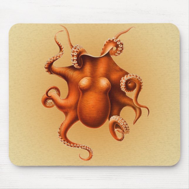 Octopus Sea Monster Creature Cephalapod Vintage Mouse Pad (Front)