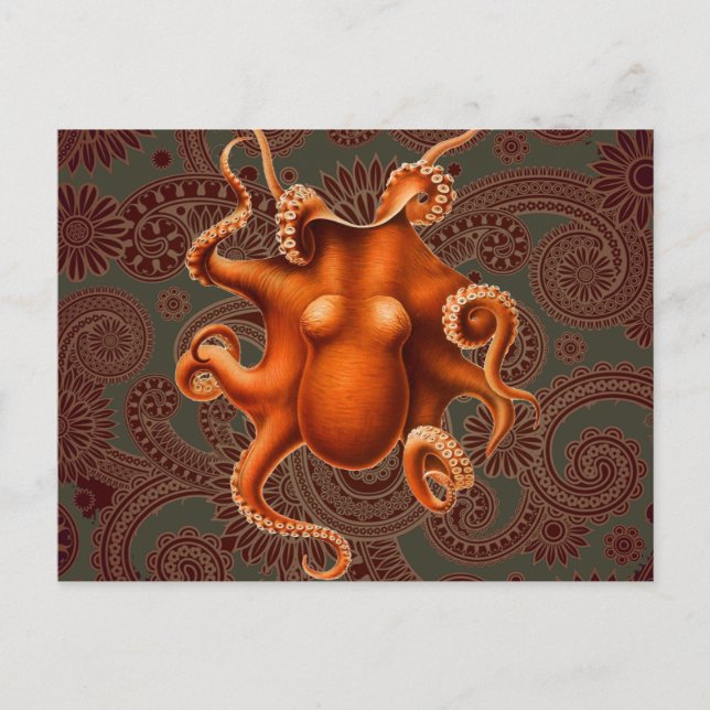 Octopus Sea Monster Creature Cephalapod Vintage Postcard (Front)