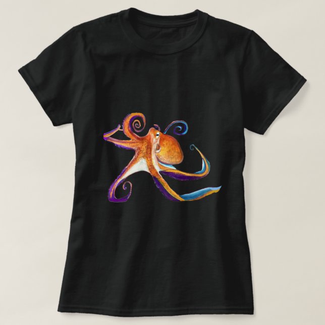 Octopus sealife watercolor art T-Shirt (Design Front)