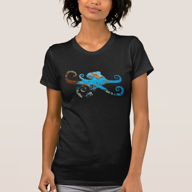 Octopus Silhouette Ocean Life T-Shirt (Front)