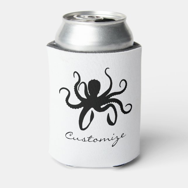 Octopus Silhouette Thunder_Cove Can Cooler (Can Back)