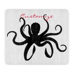 Octopus Silhouette Thunder_Cove Cutting Board