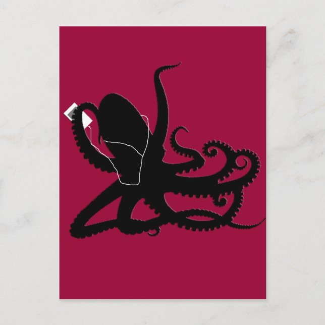 Octopus Sillouette MP3 Adverisement Spoof Postcard (Front)