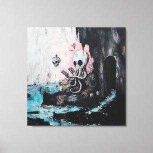 Octopus Skull Tarot Oracle Cards Witchy AI Art Canvas Print