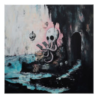 Octopus Skull Tarot Witchy AI Art Sem-Gloss