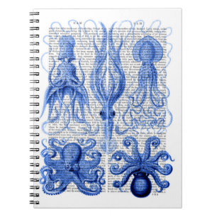 Octopus & Squid Blue Spiral Notebook