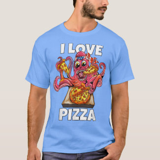 Octopus Squid Eat Fast Food Lover I Love Pizza 119 T-Shirt