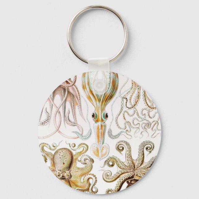 Octopus Squid, Gamochonia by Ernst Haeckel Key Ring (Front)