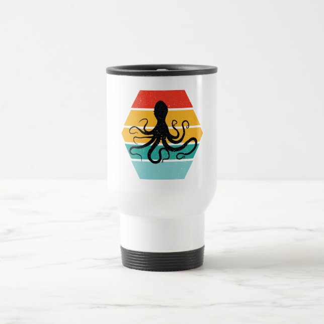 Octopus Squid Sea Creature Tentacles Sunset Travel Mug (Center)
