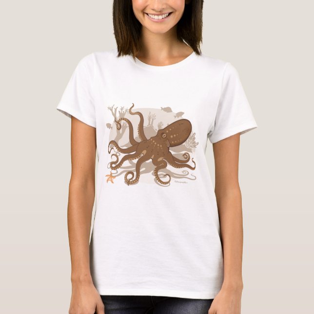 Octopus Starfish Coral Reef T-Shirt (Front)