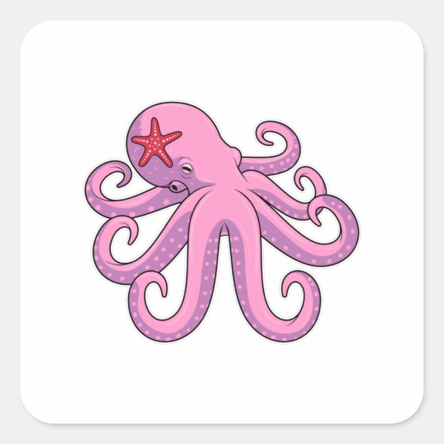 Octopus Starfish Square Sticker (Front)