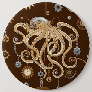 Octopus Steampunk Retro Mechanical Fantasy 6 Cm Round Badge