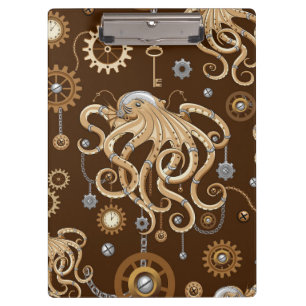 Octopus Steampunk Retro Mechanical Fantasy Clipboard