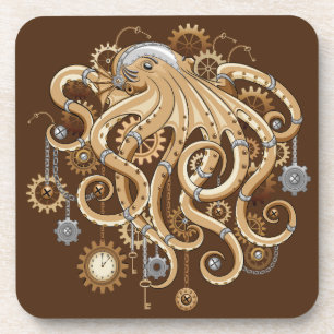 Octopus Steampunk Retro Mechanical Fantasy Coaster