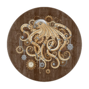 Octopus Steampunk Retro Mechanical Fantasy Cutting Board