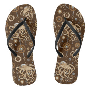 Octopus Steampunk Retro Mechanical Fantasy Jandals