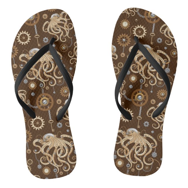 Octopus Steampunk Retro Mechanical Fantasy Jandals (Footbed)