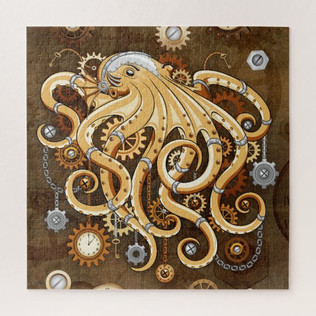 Octopus Steampunk Retro Mechanical Fantasy Jigsaw Puzzle (Vertical)