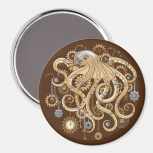 Octopus Steampunk Retro Mechanical Fantasy Magnet