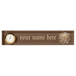 Octopus Steampunk Retro Mechanical Fantasy Nameplate
