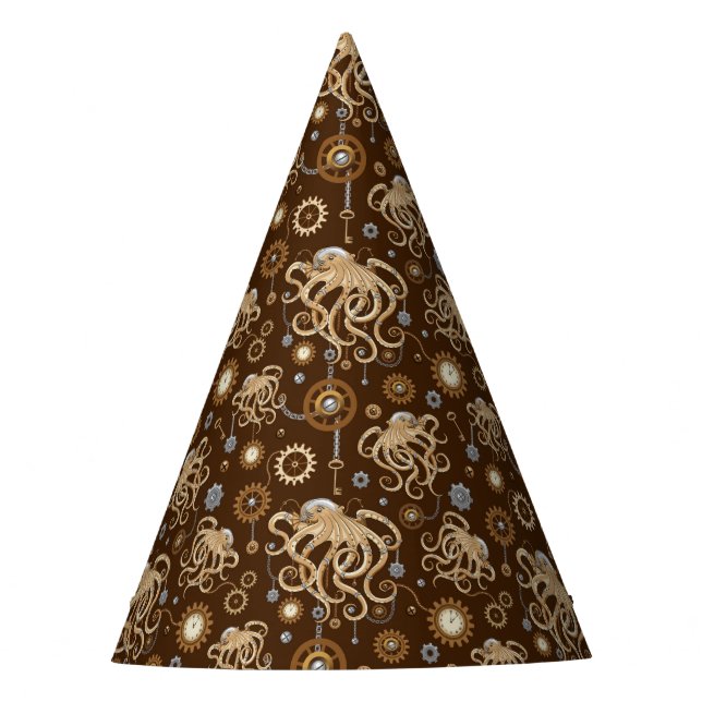 Octopus Steampunk Retro Mechanical Fantasy Party Hat (Front)
