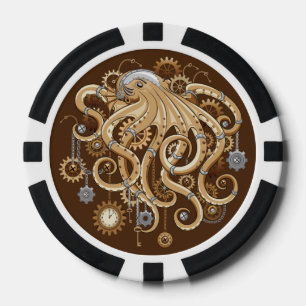 Octopus Steampunk Retro Mechanical Fantasy Poker Chips