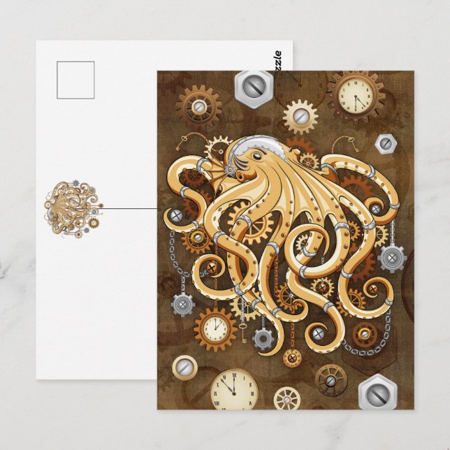 Octopus Steampunk Retro Mechanical Fantasy Postcard (Front/Back)
