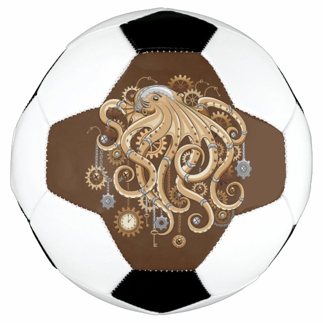 Octopus Steampunk Retro Mechanical Fantasy Soccer Ball (Front)