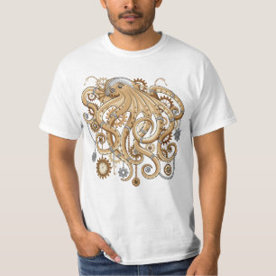 Octopus Steampunk Retro Mechanical Fantasy T-Shirt
