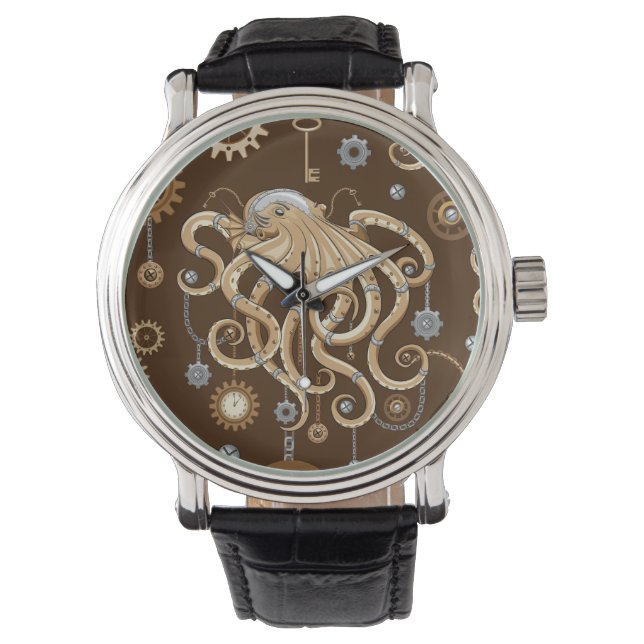 Octopus Steampunk Retro Mechanical Fantasy Watch (Front)